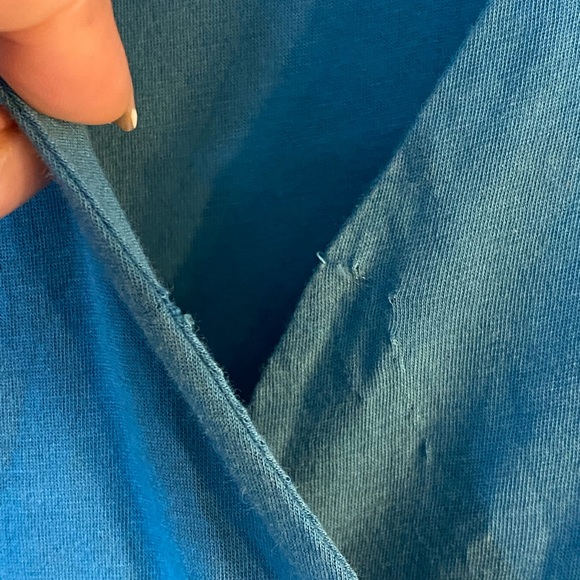 Garnet Hill Teal Blue Sleeveless V-Neck Tiered Ruffle Skirt Dress, size Large - Picture 4 of 8